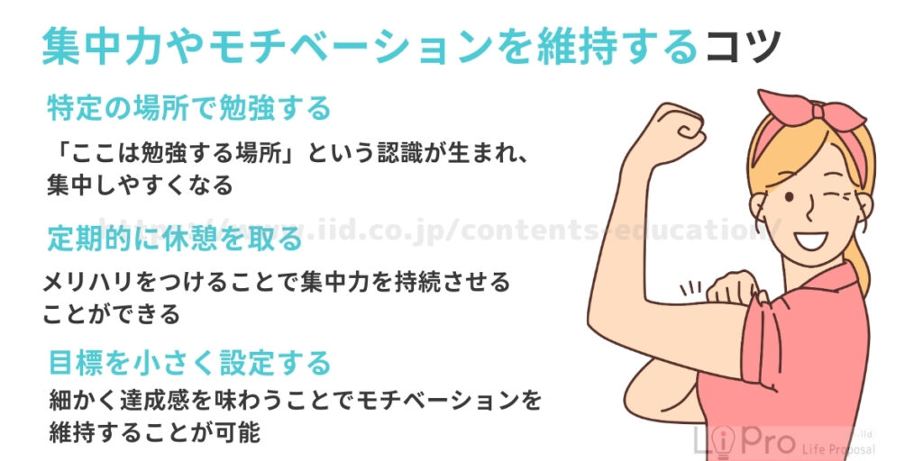 集中力やモチベーションを維持するのが難しい