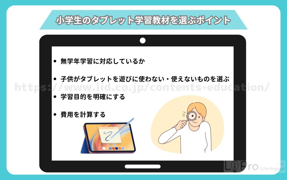 小学生　タブレット学習　教材　選ぶ　ポイント